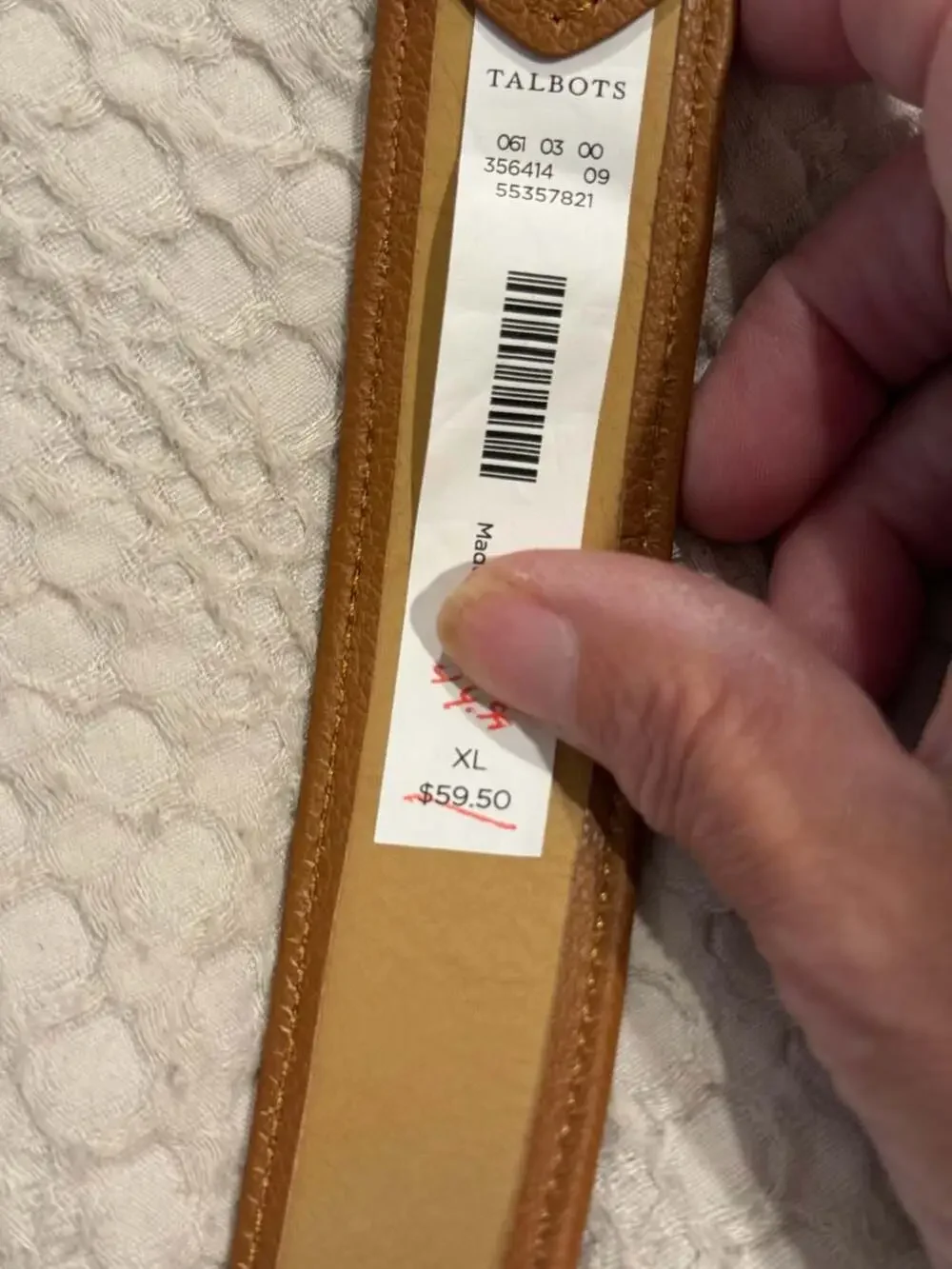 Talbots Women's Brown Leather Trim Madras Plaid Belt Size XL Gold Buckle